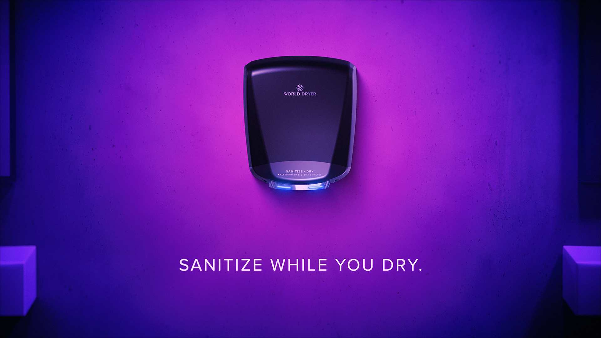 World Dryer Sanitize and Dry animation still